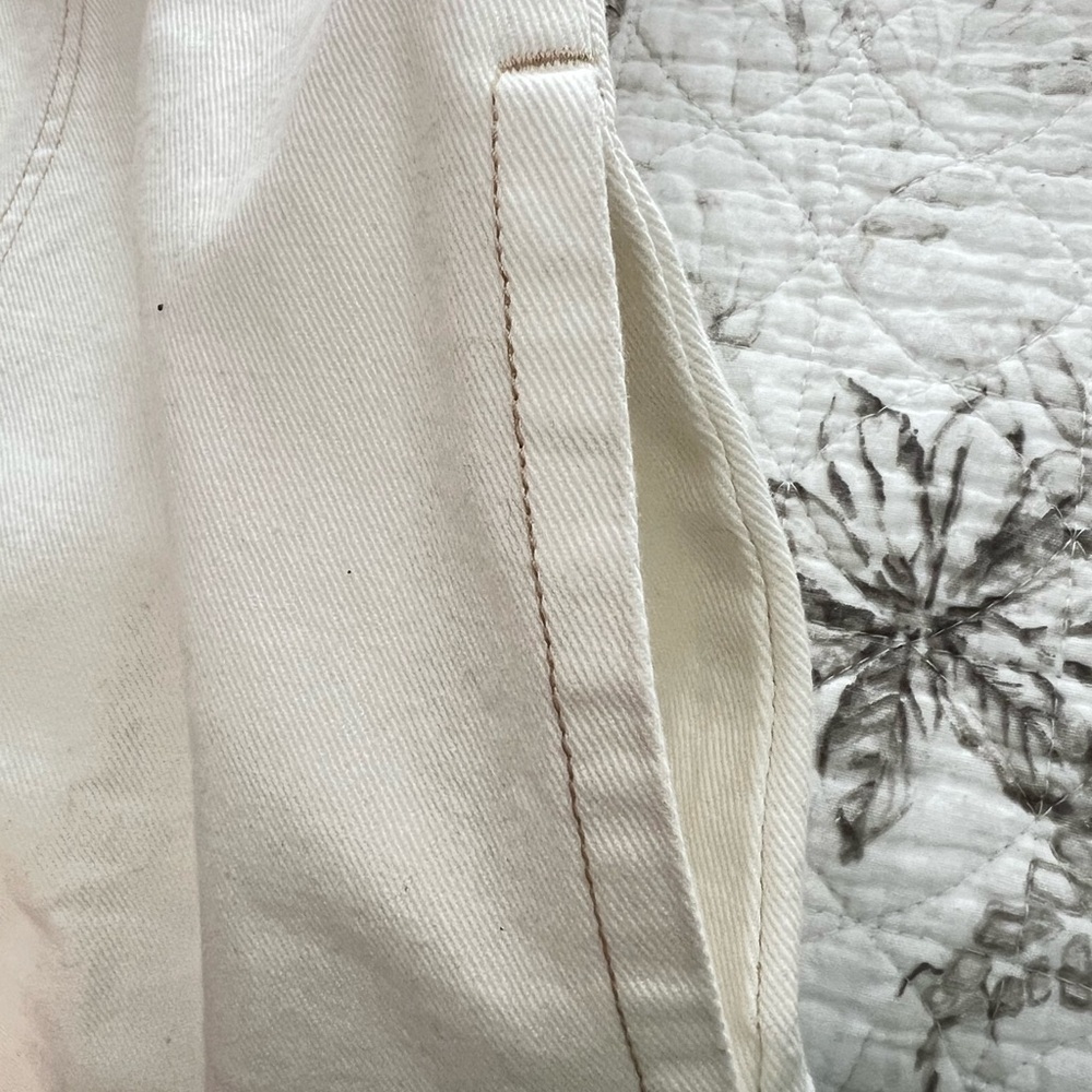 NWOT Frye Off White Button-Up Denim Dress Side Pockets Copper Button Size Large - Picture 7 of 10